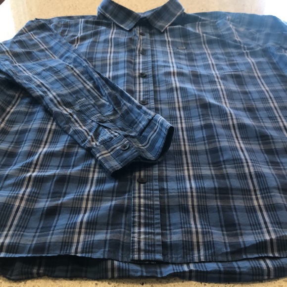 Hurley Men’s Plaid Button-Down - XXL - Blue - Picture 2 of 4